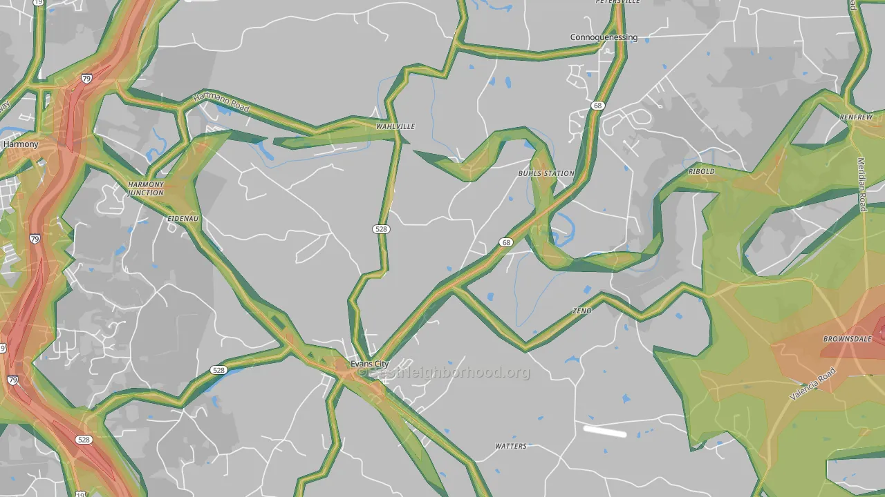 16033, PA Map of Noise Levels in 16033