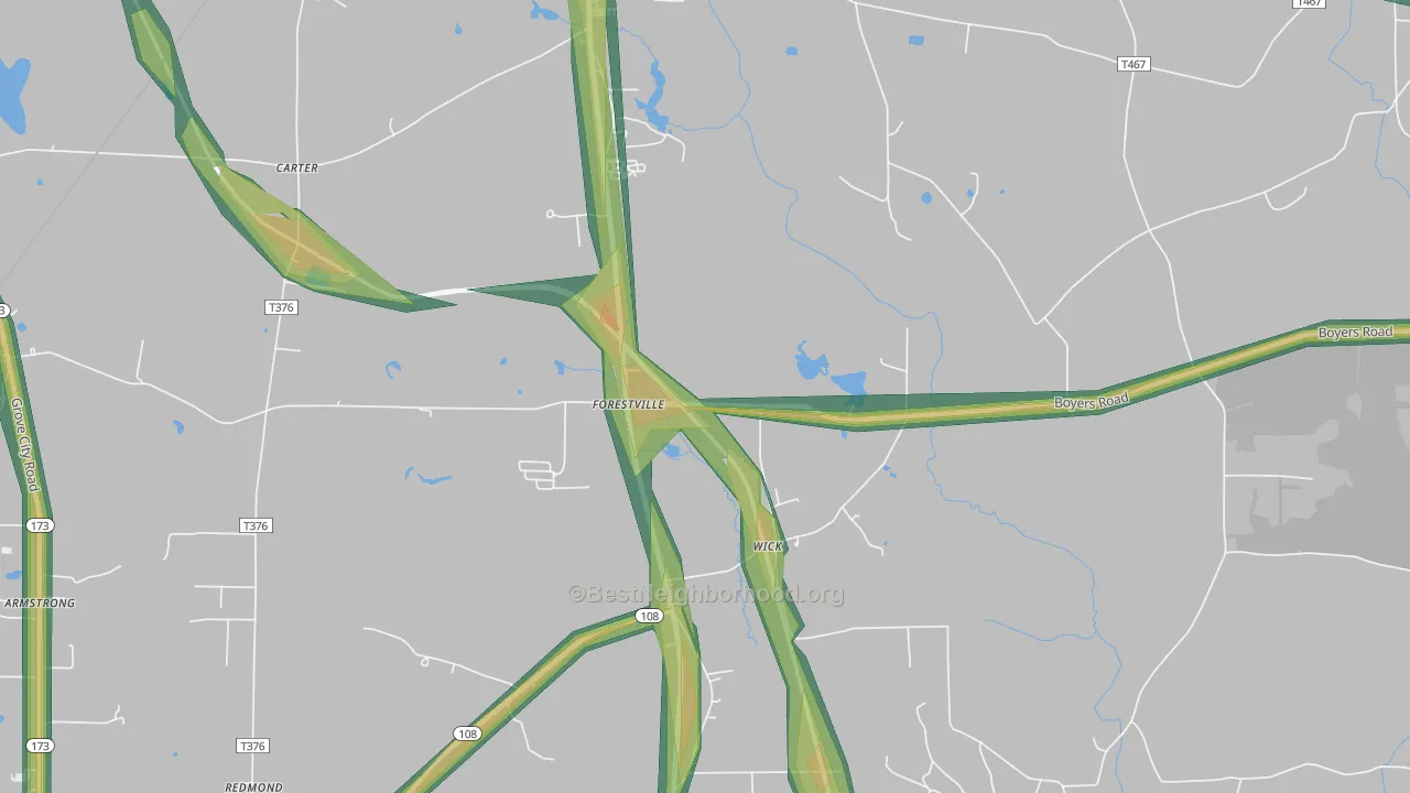 16035, PA Map of Noise Levels in 16035