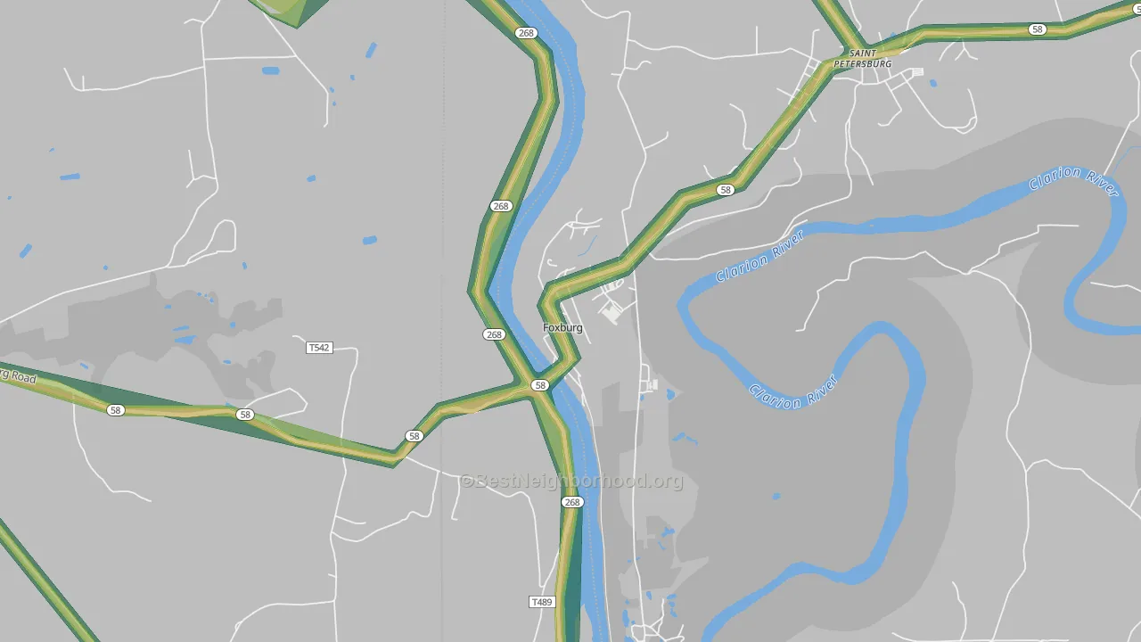 16036, PA Map of Noise Levels in 16036