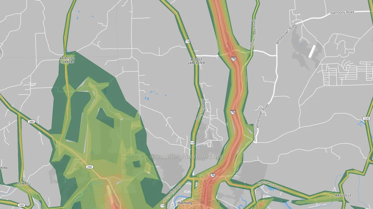 16037, PA Map of Noise Levels in 16037