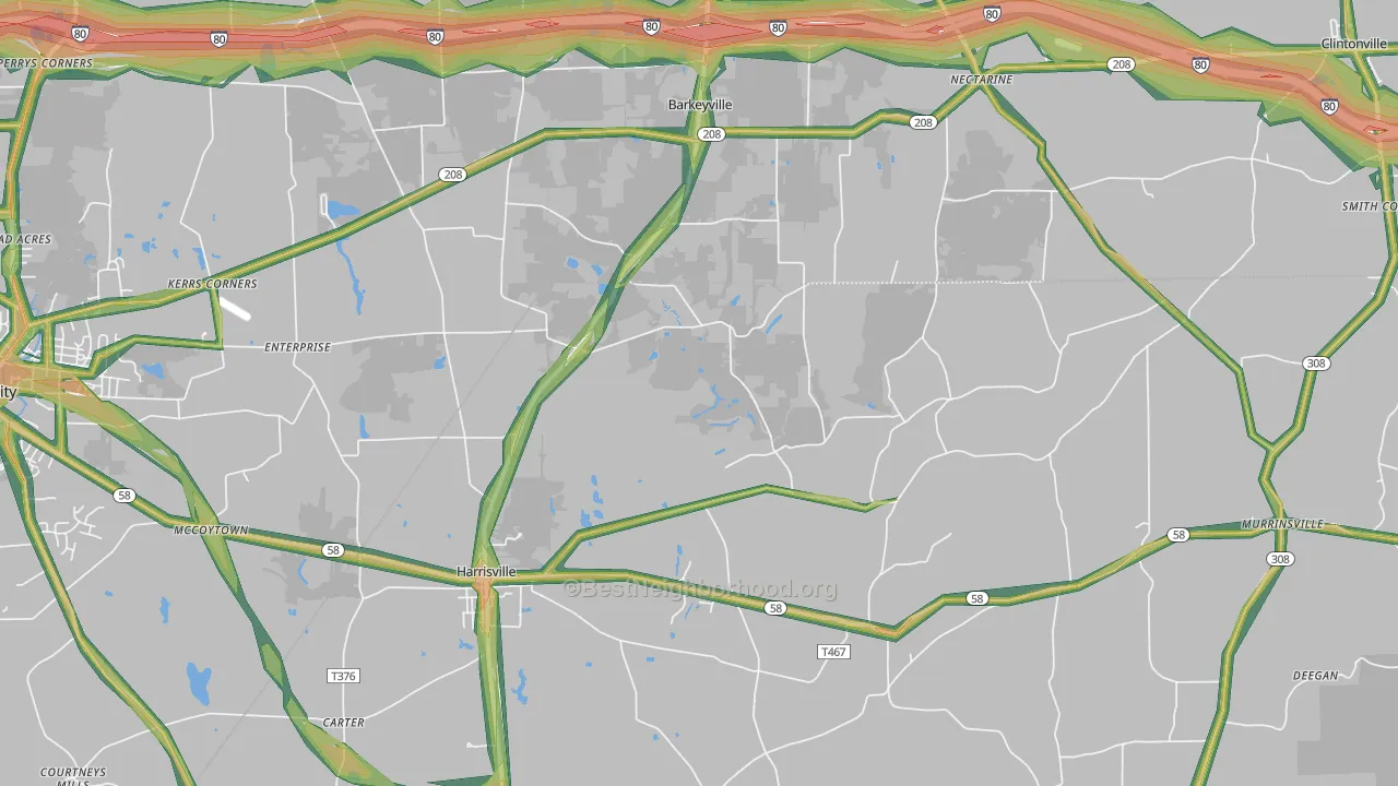 16038, PA Map of Noise Levels in 16038
