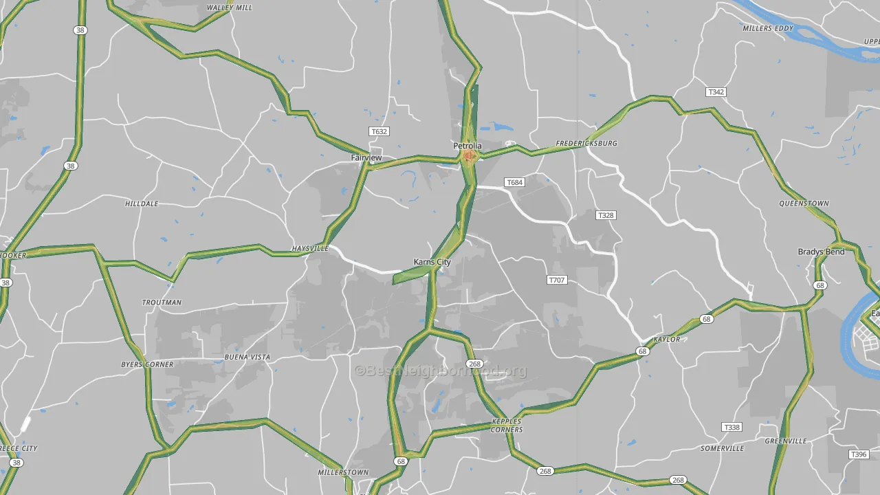 16041, PA Map of Noise Levels in 16041