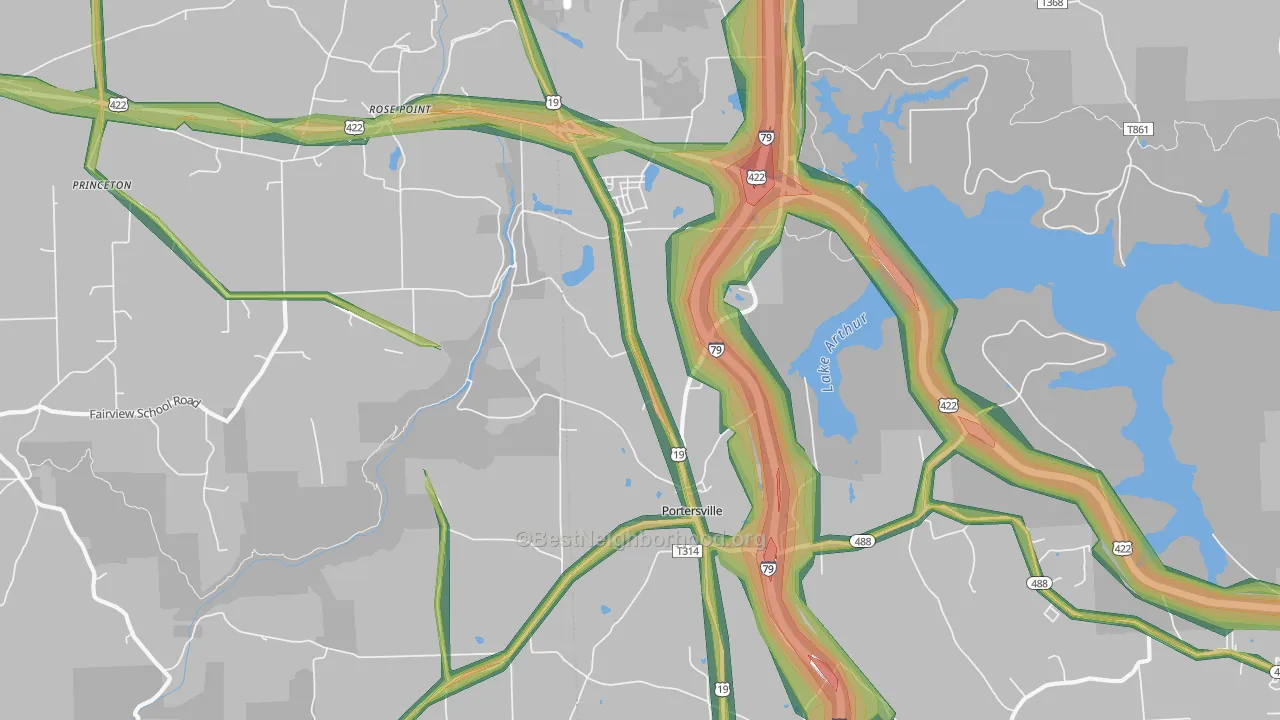 16051, PA Map of Noise Levels in 16051