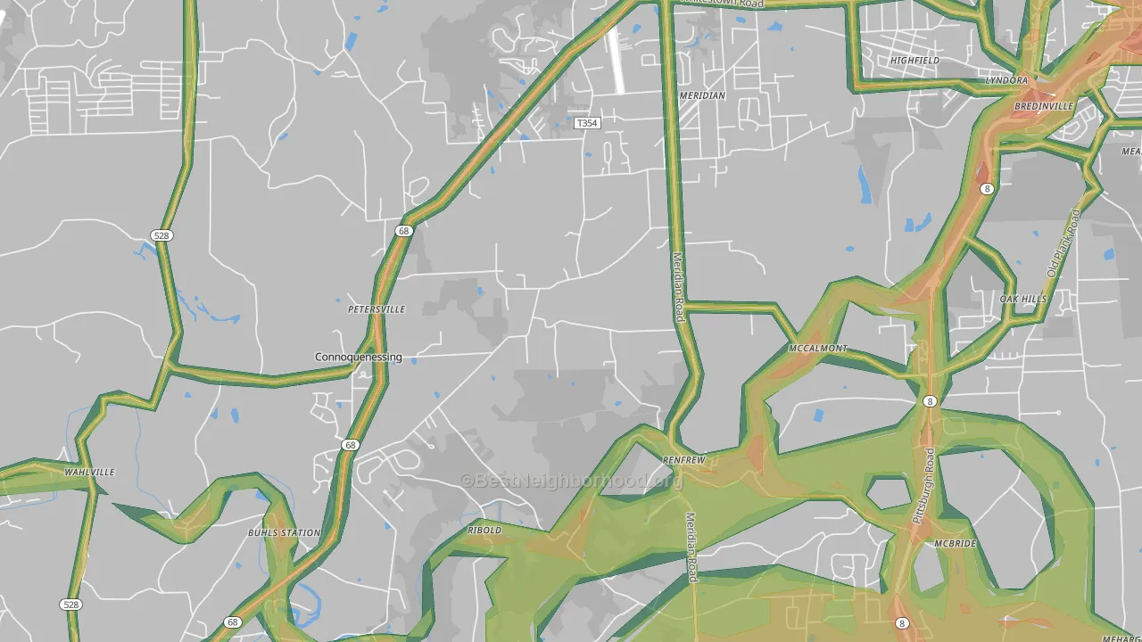 16053, PA Map of Noise Levels in 16053