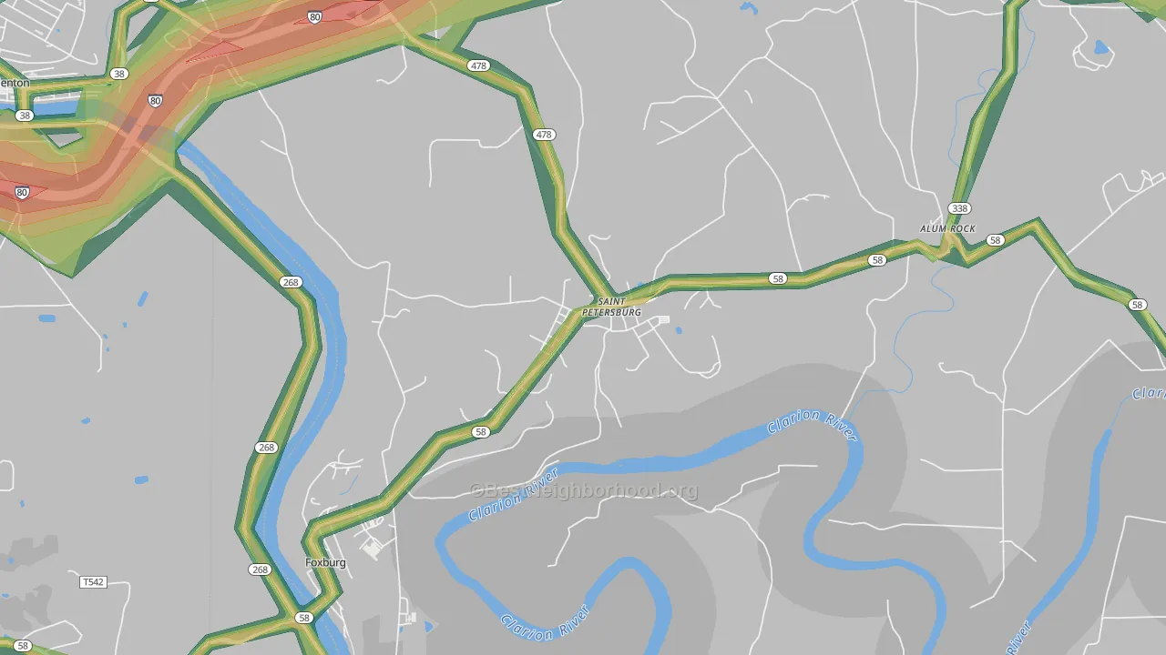 16054, PA Map of Noise Levels in 16054