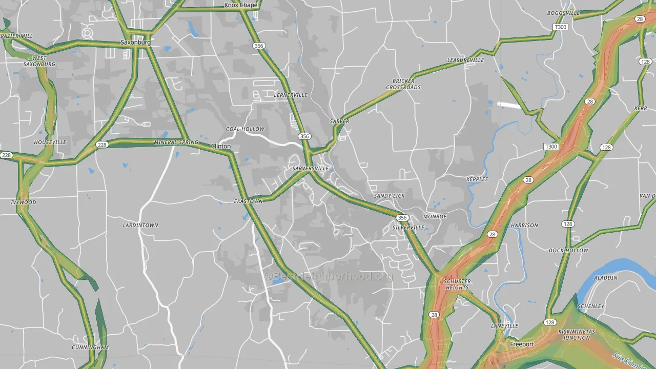 16055, PA Map of Noise Levels in 16055