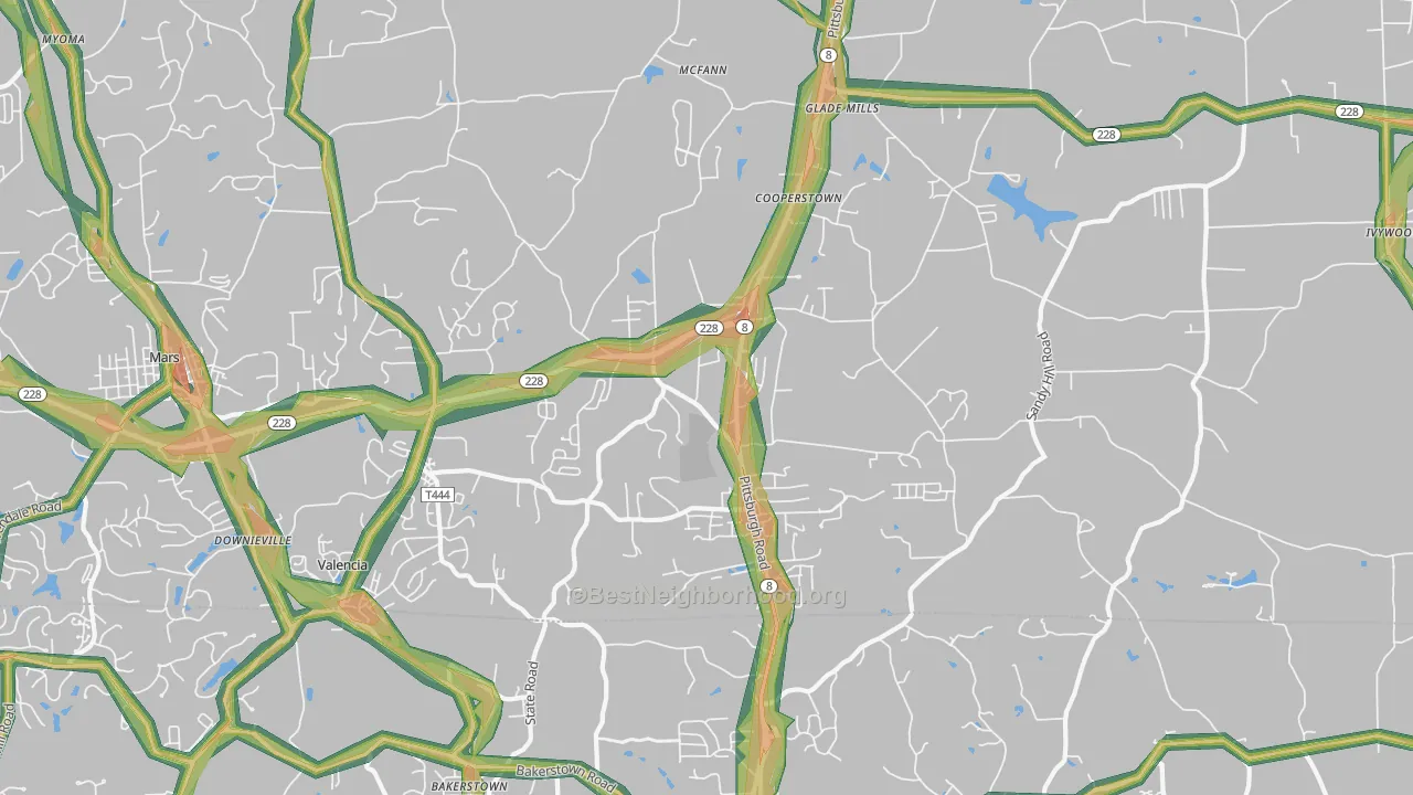 16059, PA Map of Noise Levels in 16059