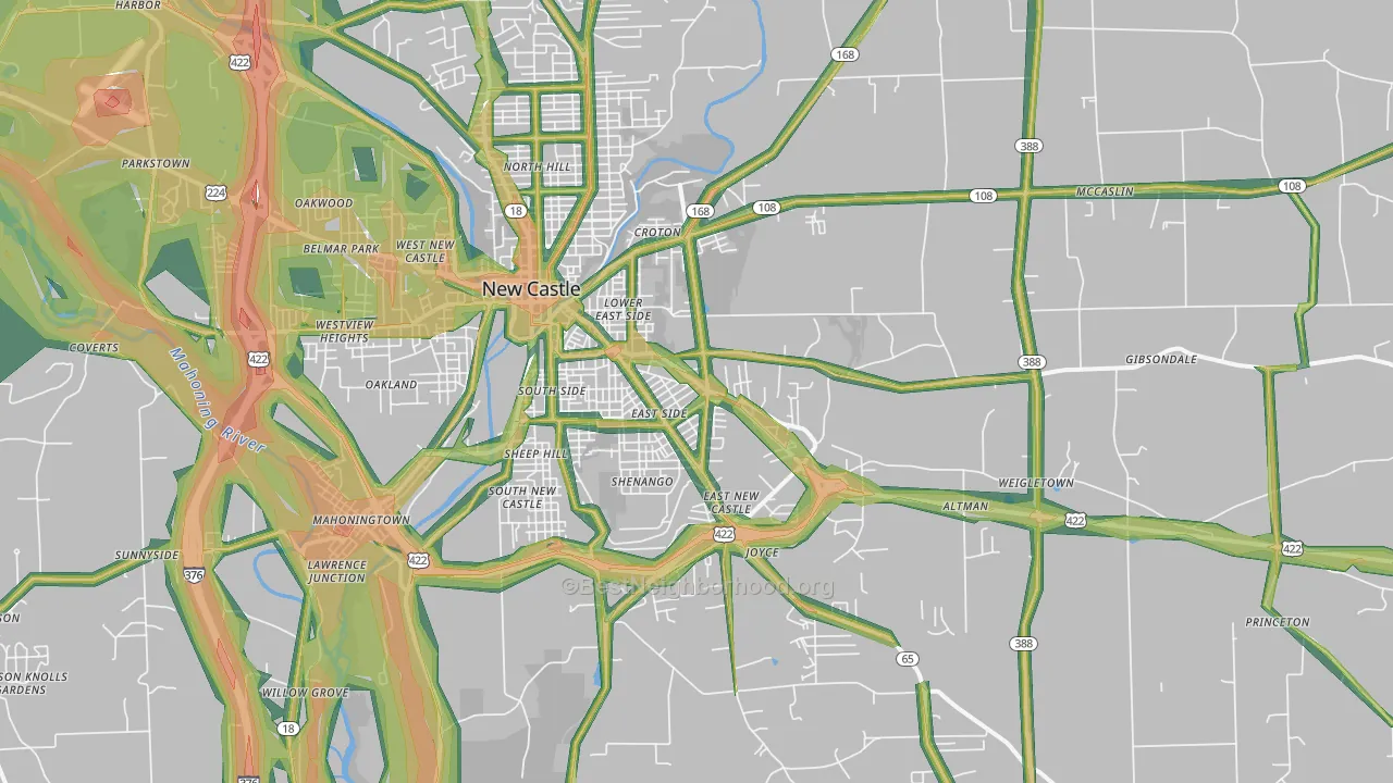16101, PA Map of Noise Levels in 16101