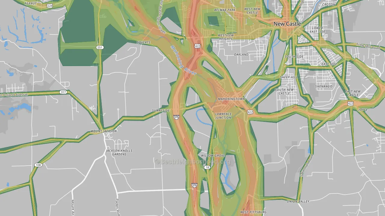 16102, PA Map of Noise Levels in 16102