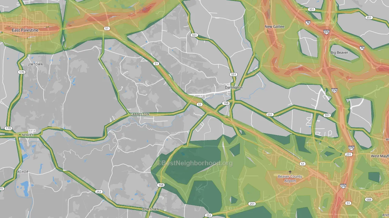 16115, PA Map of Noise Levels in 16115