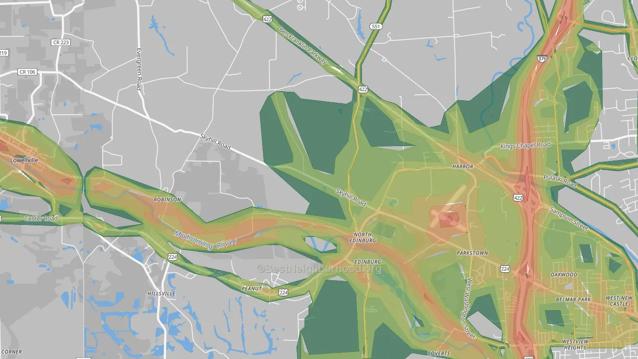 16116, PA Map of Noise Levels in 16116