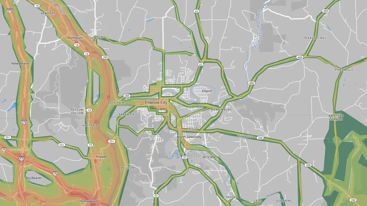 16117, PA Map of Noise Levels in 16117