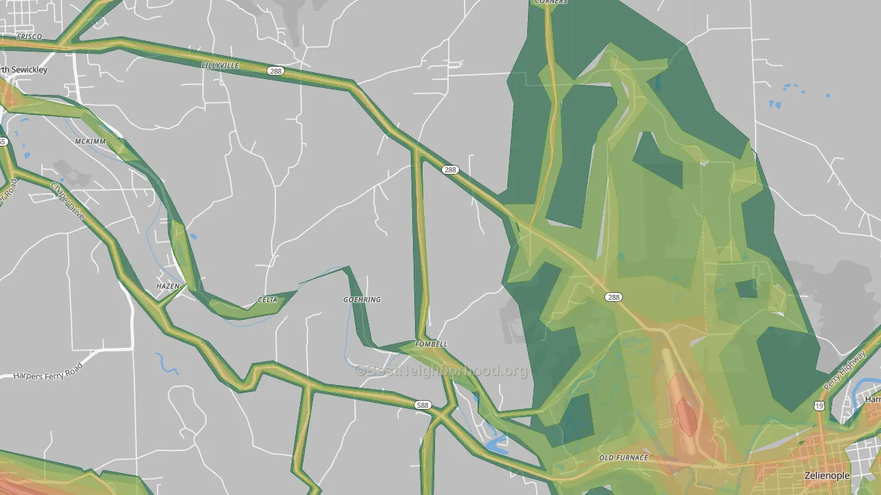 16123, PA Map of Noise Levels in 16123