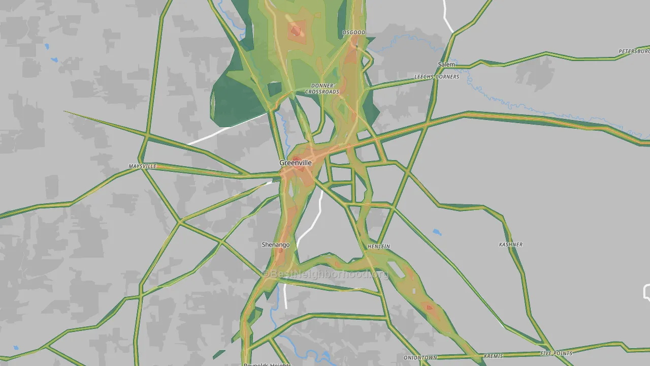 16125, PA Map of Noise Levels in 16125
