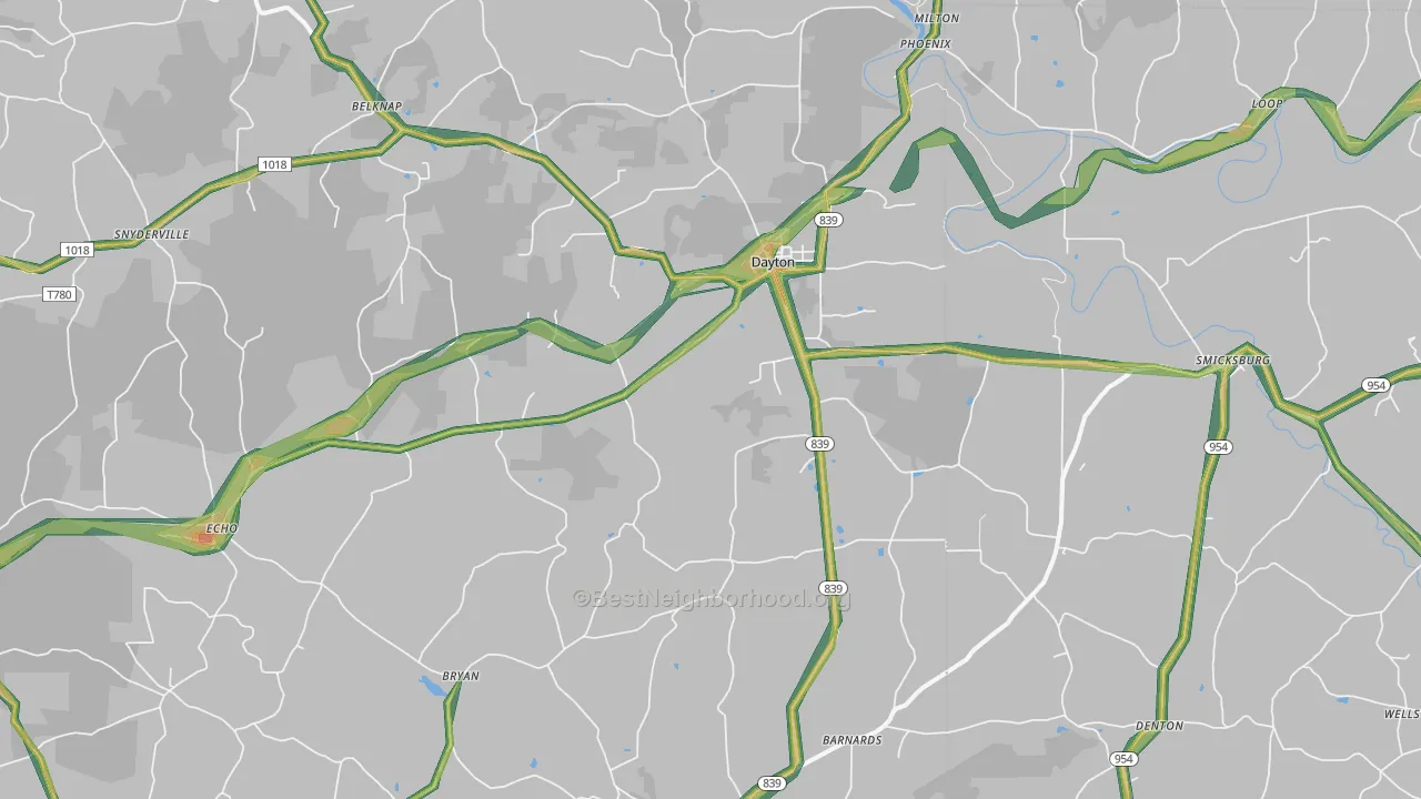 16222, PA Map of Noise Levels in 16222