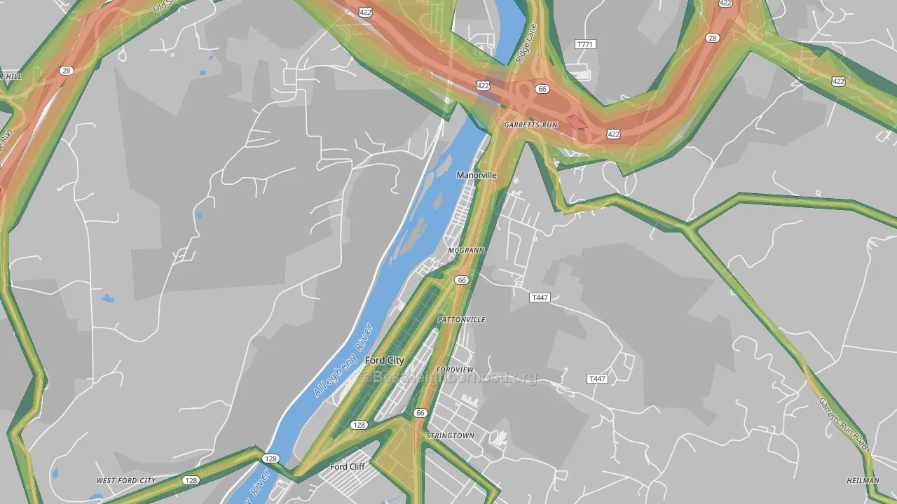 16236, PA Map of Noise Levels in 16236