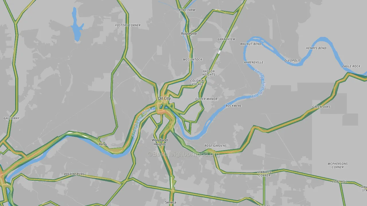 16301, PA Map of Noise Levels in 16301