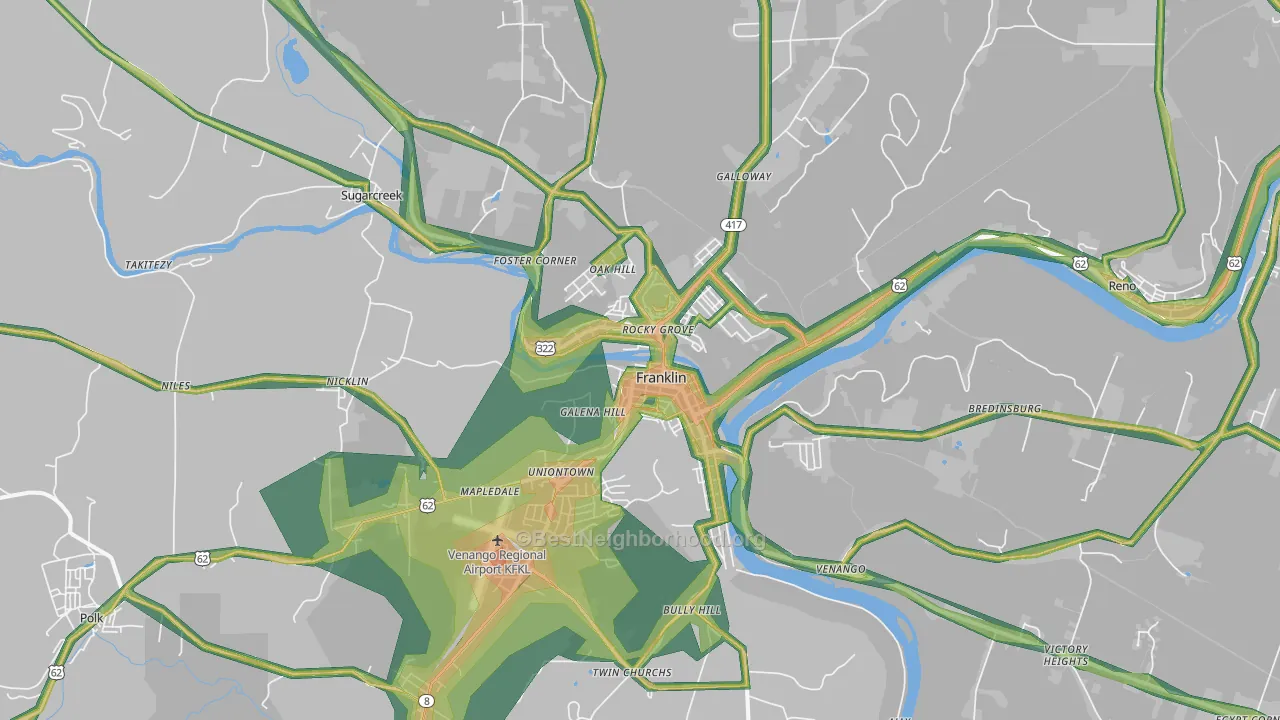 16323, PA Map of Noise Levels in 16323