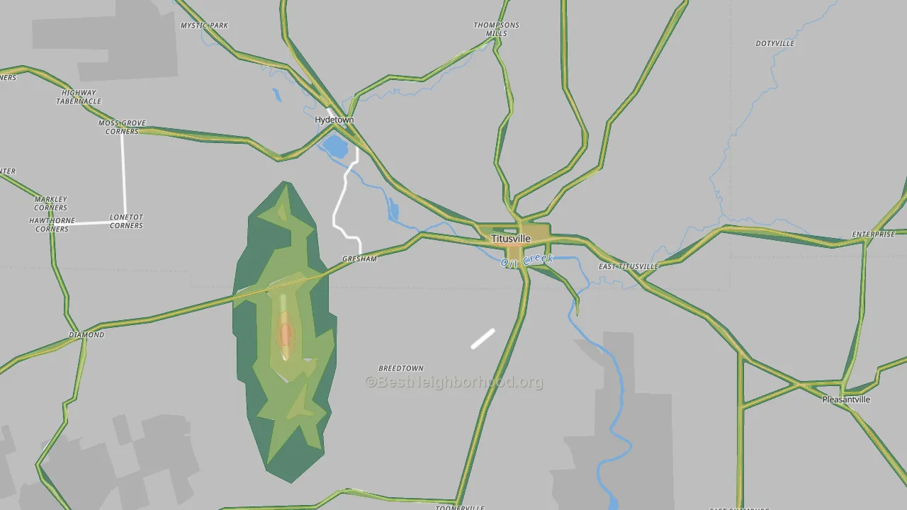 16354, PA Map of Noise Levels in 16354