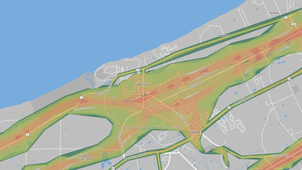 16423, PA Map of Noise Levels in 16423