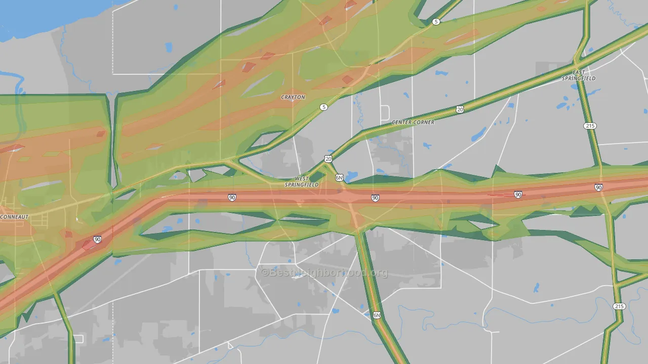 16443, PA Map of Noise Levels in 16443