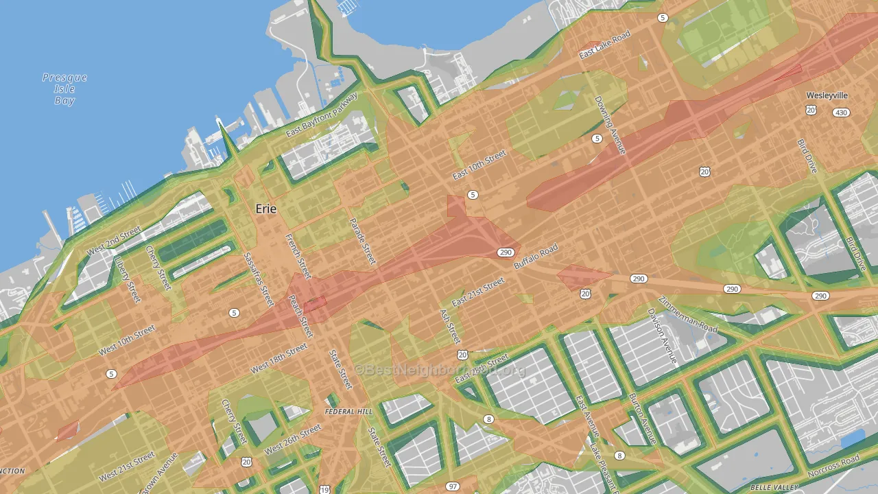 16503, PA Map of Noise Levels in 16503
