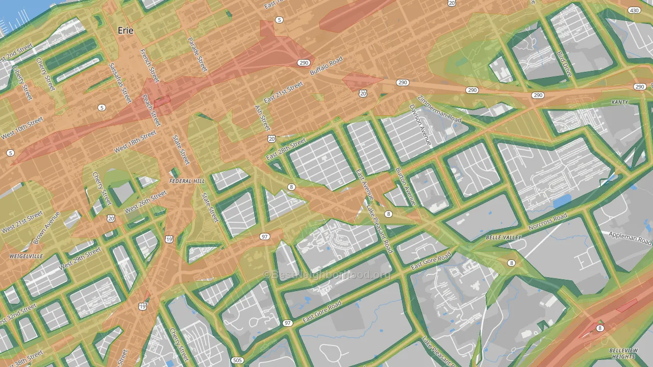 16504, PA Map of Noise Levels in 16504