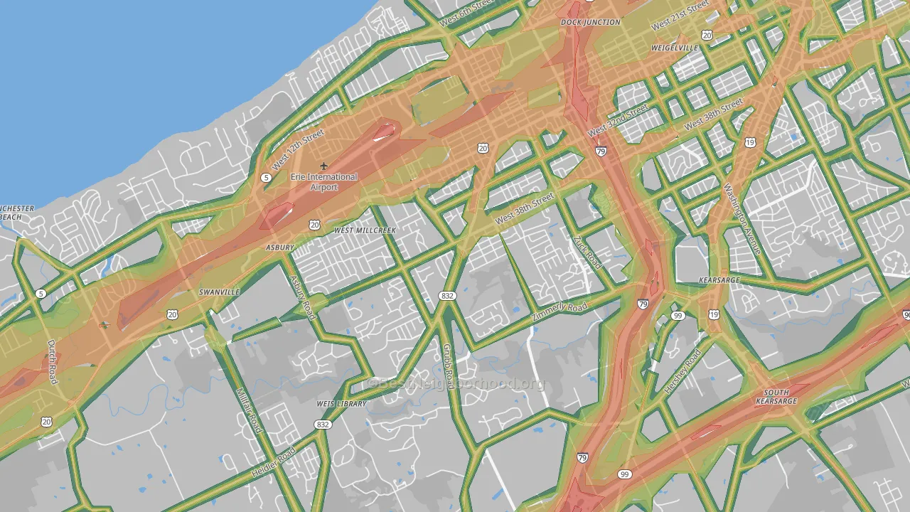 16506, PA Map of Noise Levels in 16506