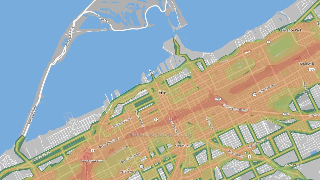 16507, PA Map of Noise Levels in 16507