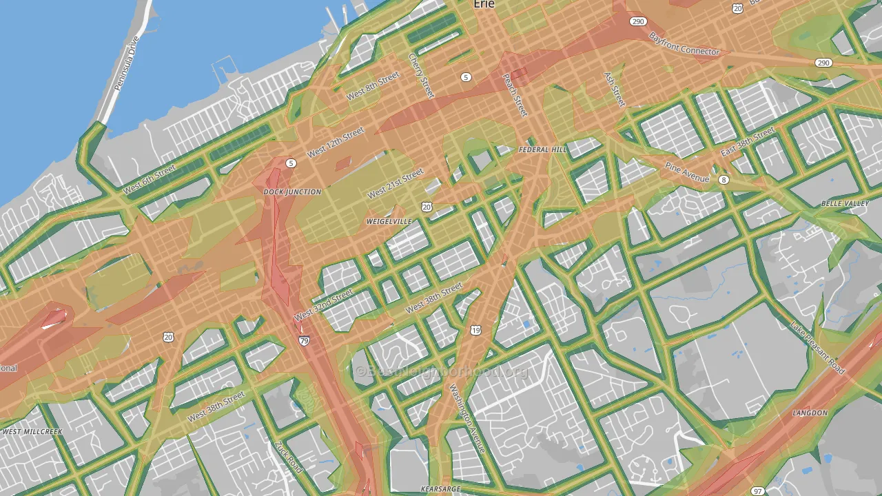 16508, PA Map of Noise Levels in 16508