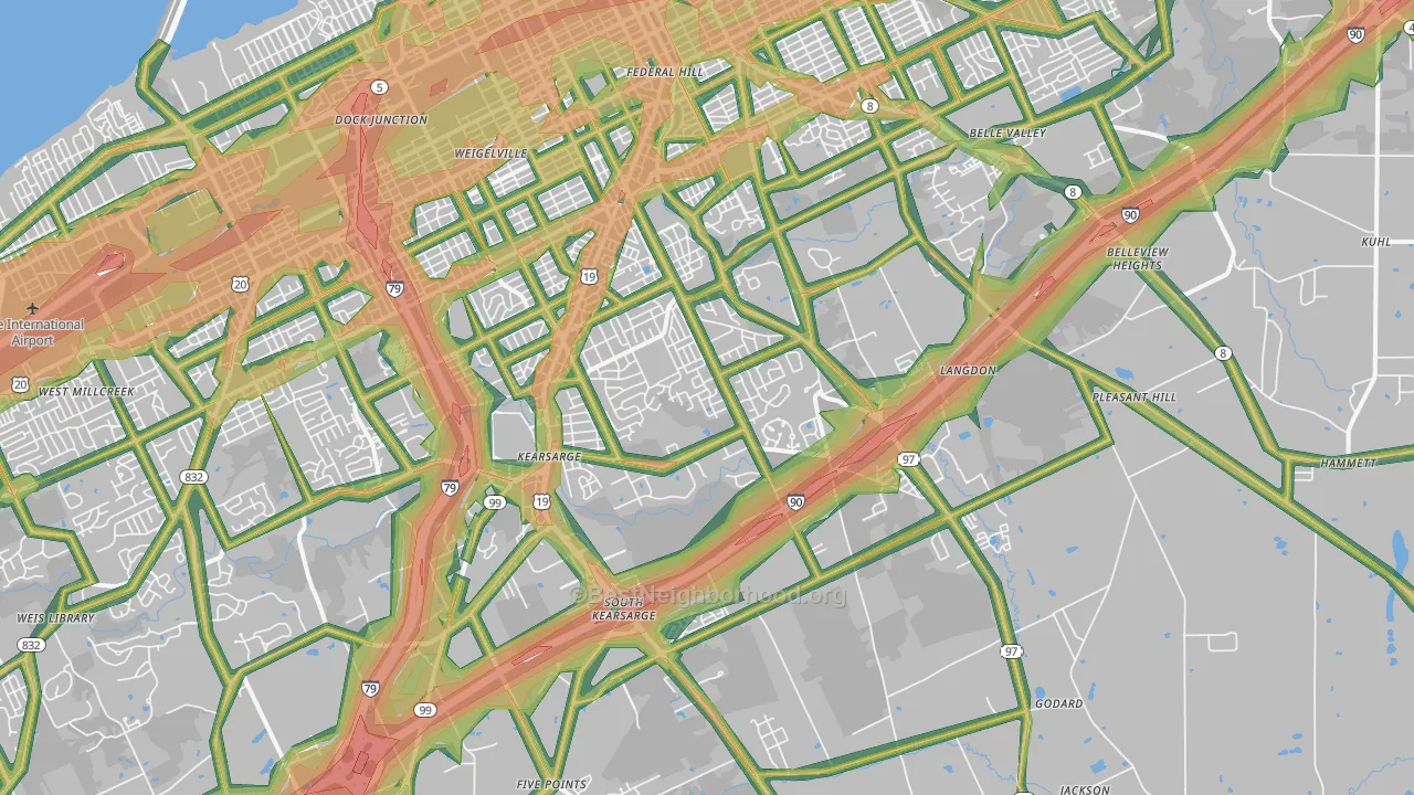 16509, PA Map of Noise Levels in 16509
