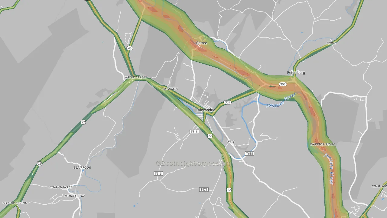 16611, PA Map of Noise Levels in 16611