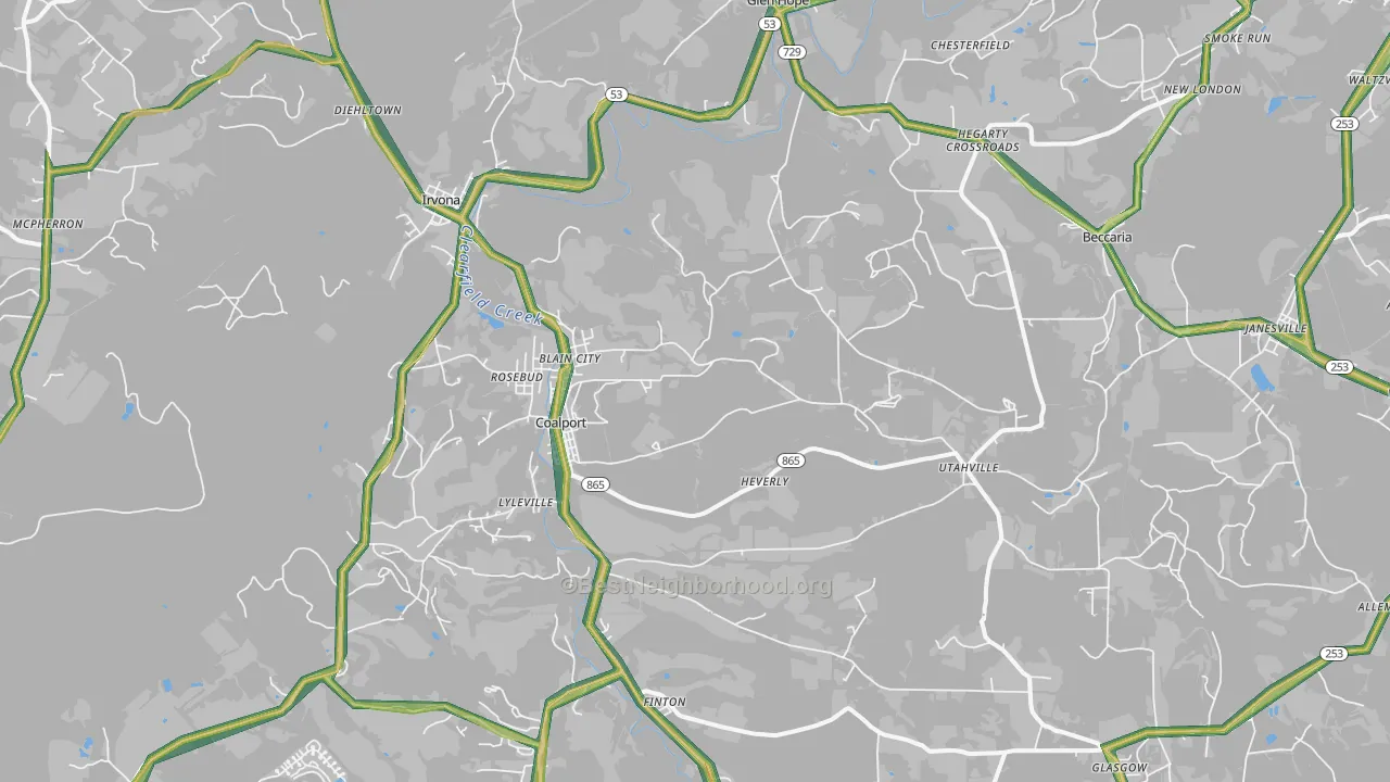 16627, PA Map of Noise Levels in 16627