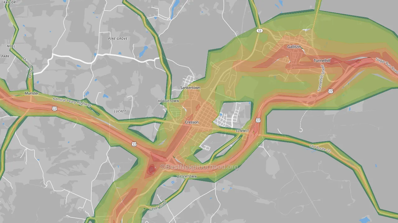 16630, PA Map of Noise Levels in 16630