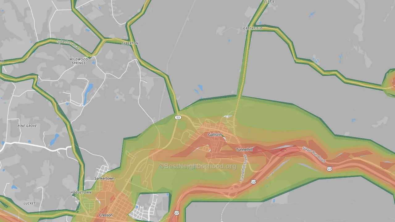 16641, PA Map of Noise Levels in 16641