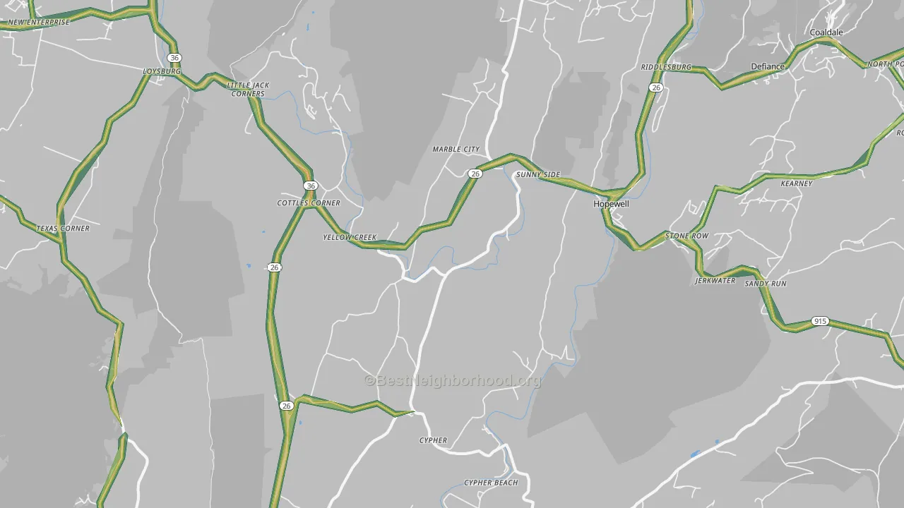 16650, PA Map of Noise Levels in 16650