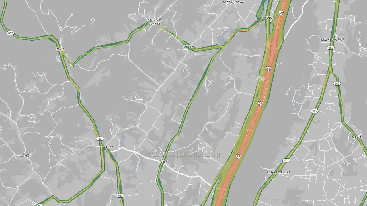 16655, PA Map of Noise Levels in 16655