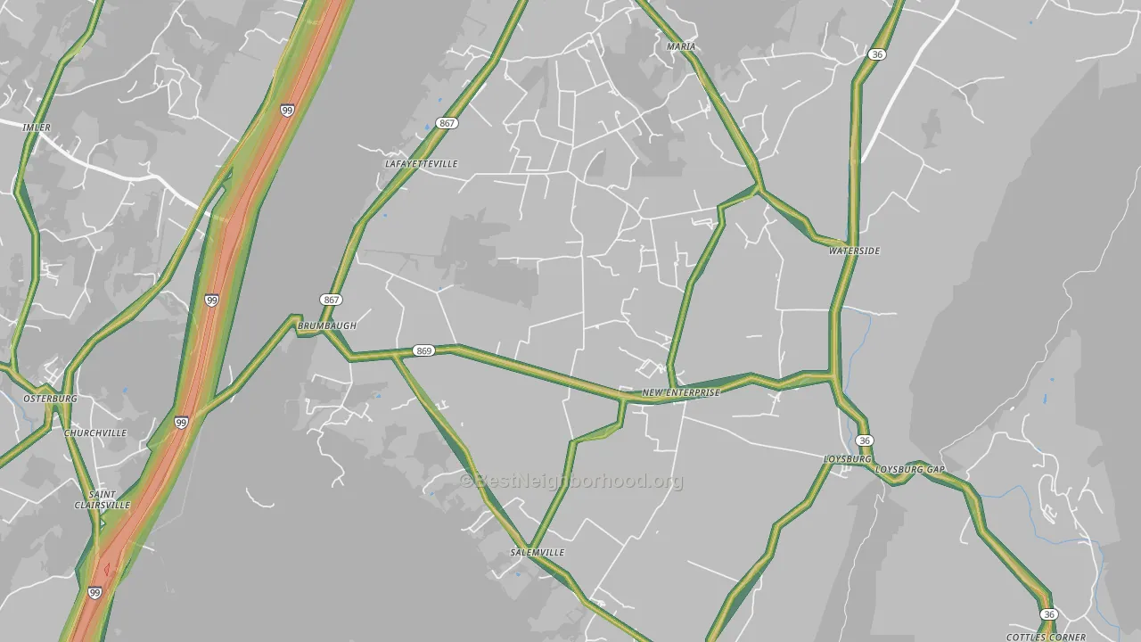 16664, PA Map of Noise Levels in 16664