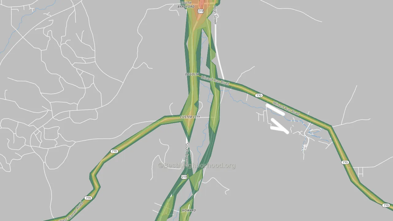 16725, PA Map of Noise Levels in 16725