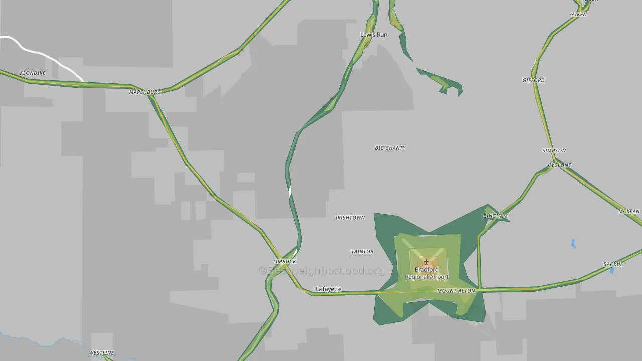 16738, PA Map of Noise Levels in 16738