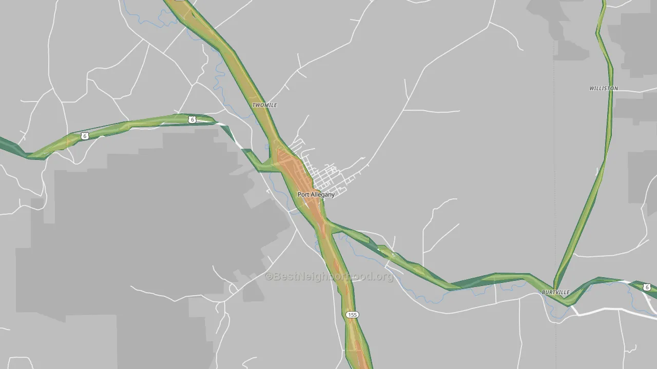 16743, PA Map of Noise Levels in 16743