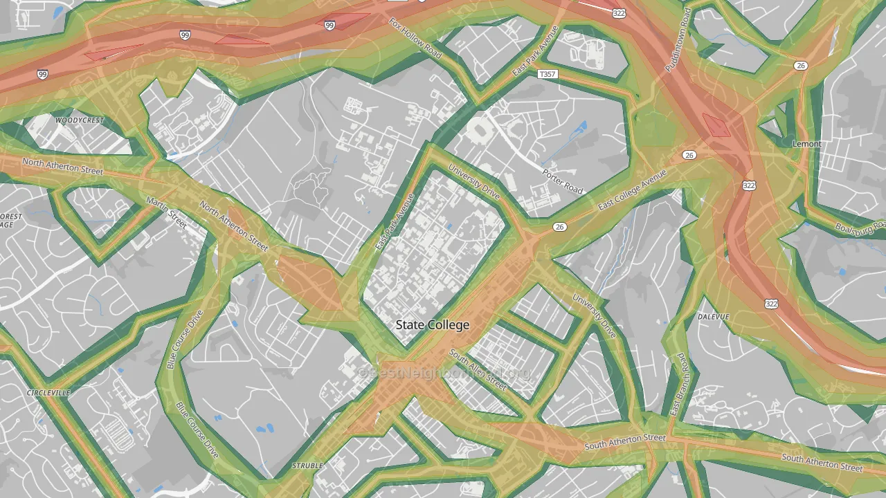 16802, PA Map of Noise Levels in 16802