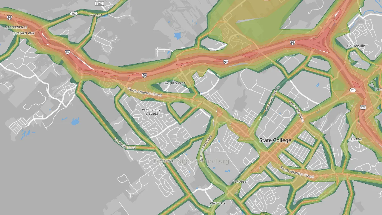 16803, PA Map of Noise Levels in 16803