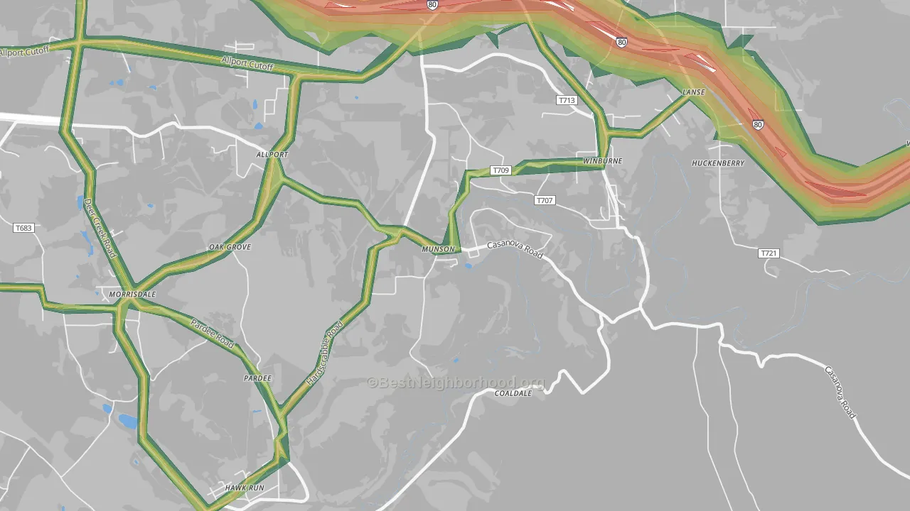16860, PA Map of Noise Levels in 16860