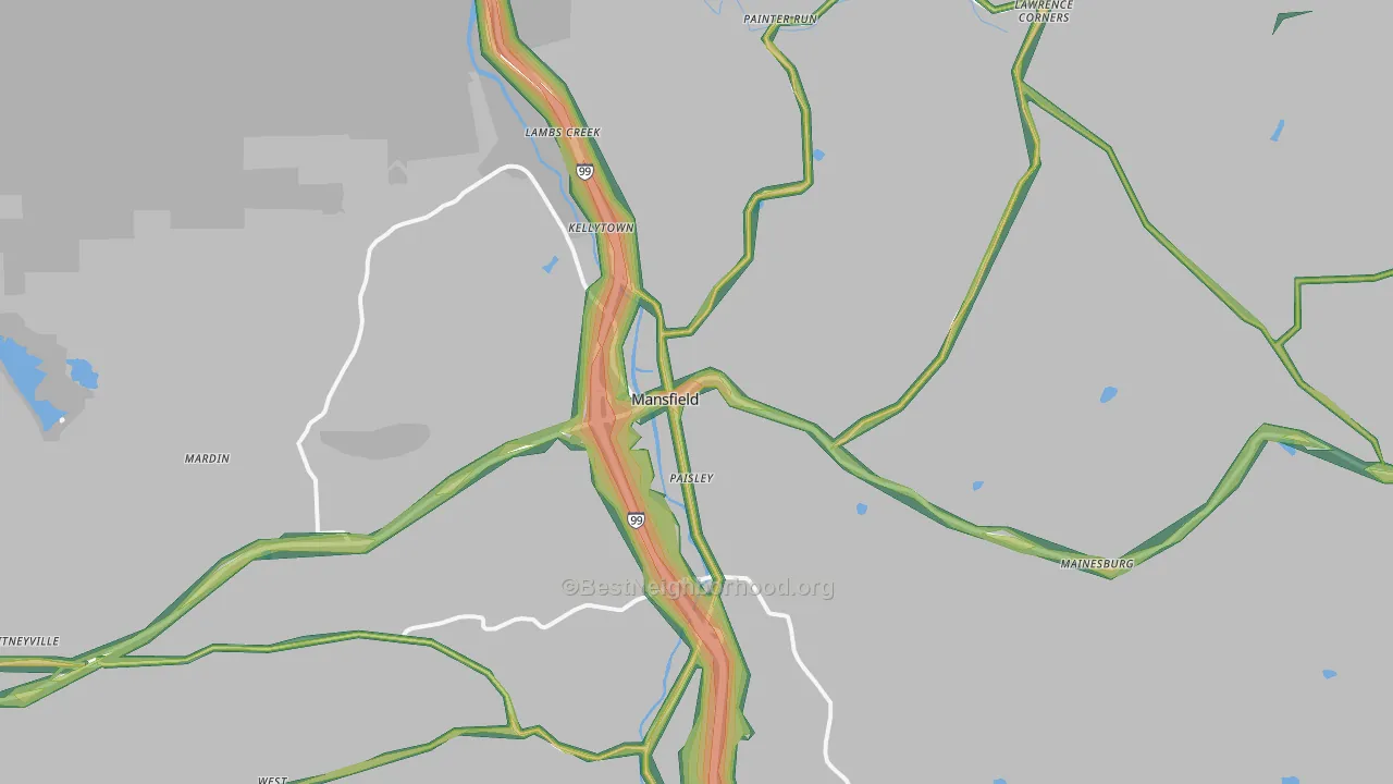 16933, PA Map of Noise Levels in 16933