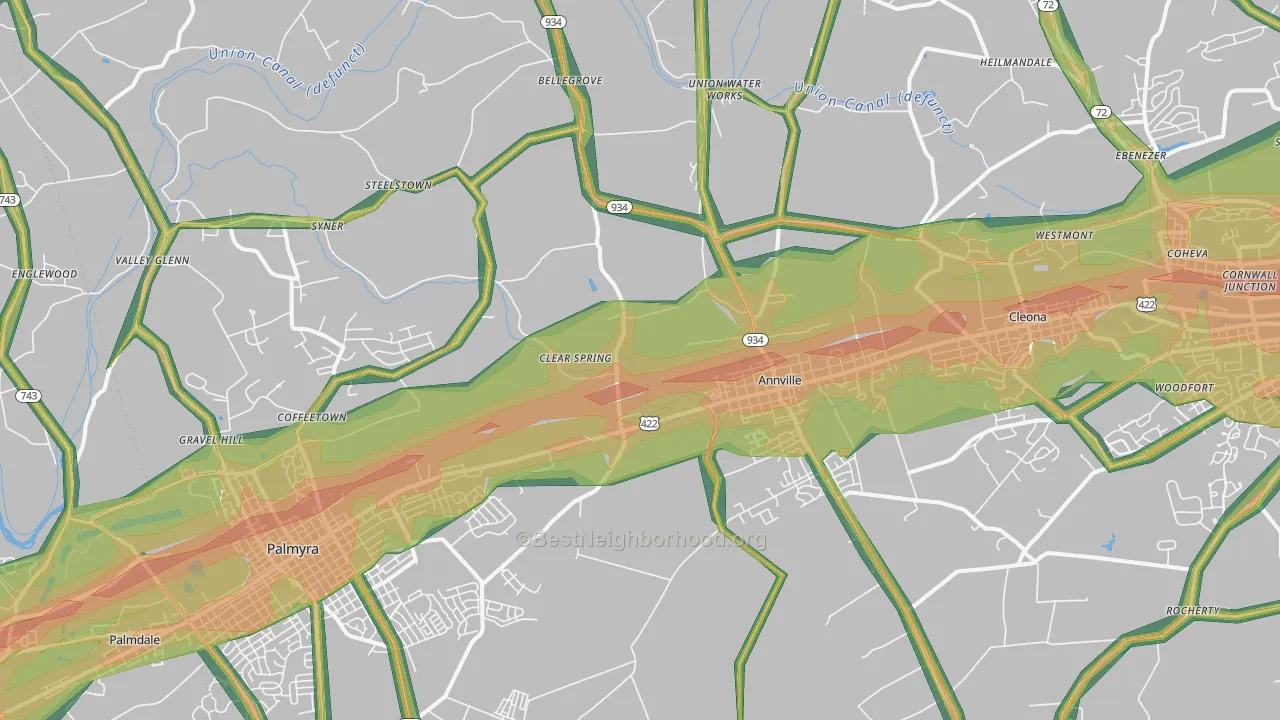 17003, PA Map of Noise Levels in 17003