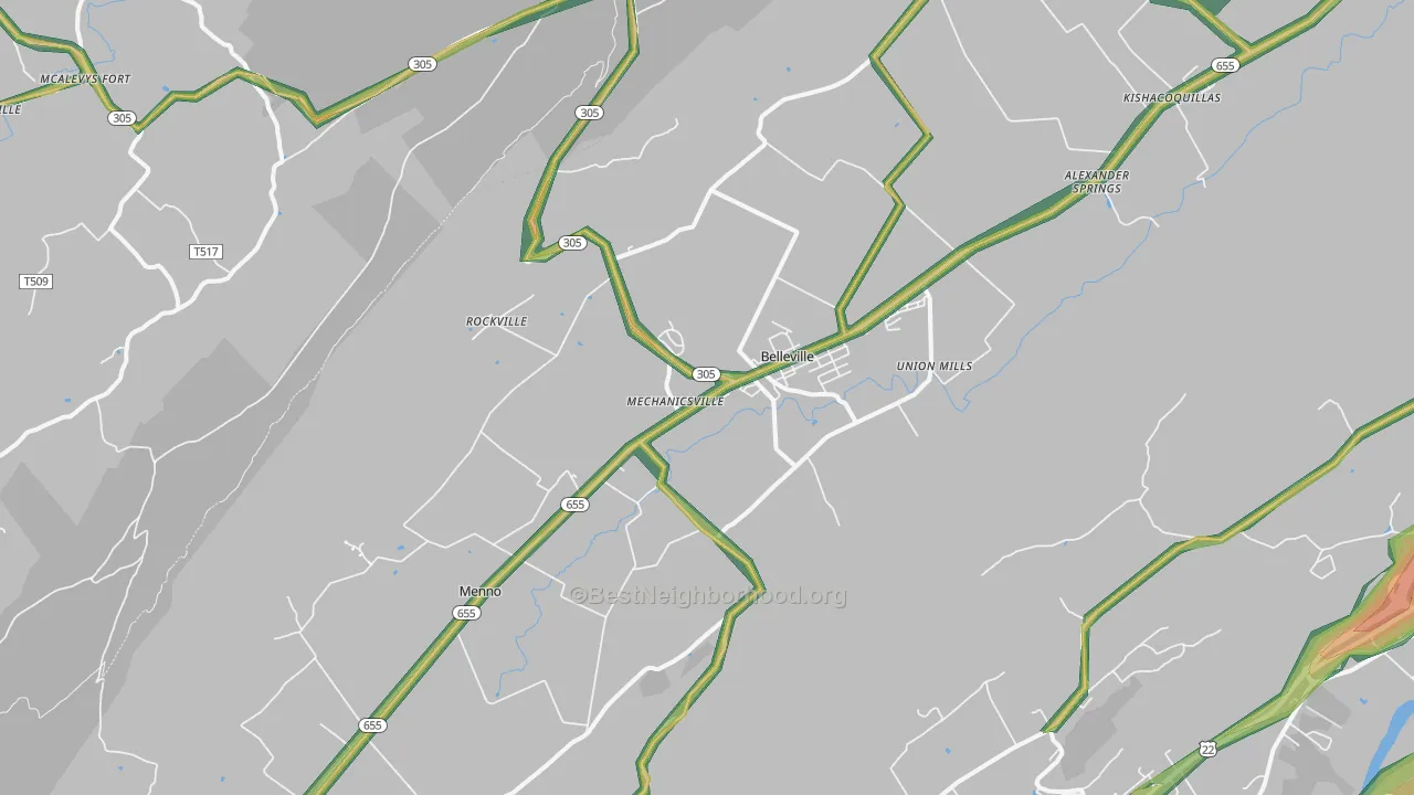 17004, PA Map of Noise Levels in 17004