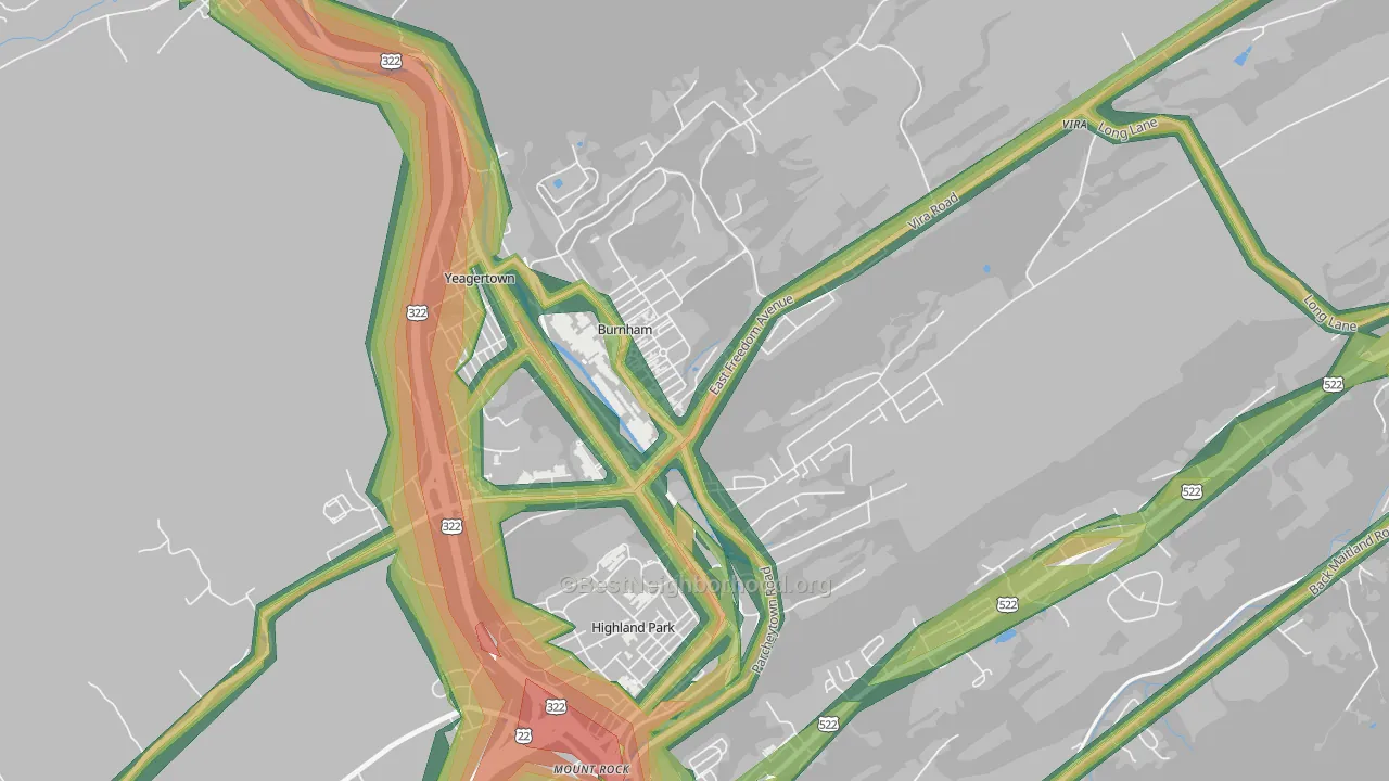 17009, PA Map of Noise Levels in 17009