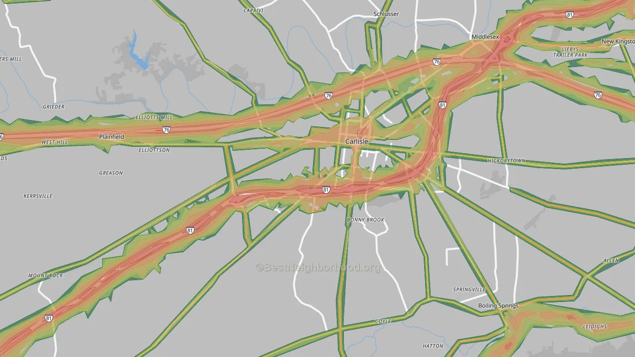 17015, PA Map of Noise Levels in 17015
