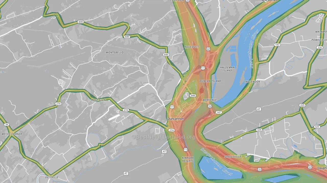 17020, PA Map of Noise Levels in 17020
